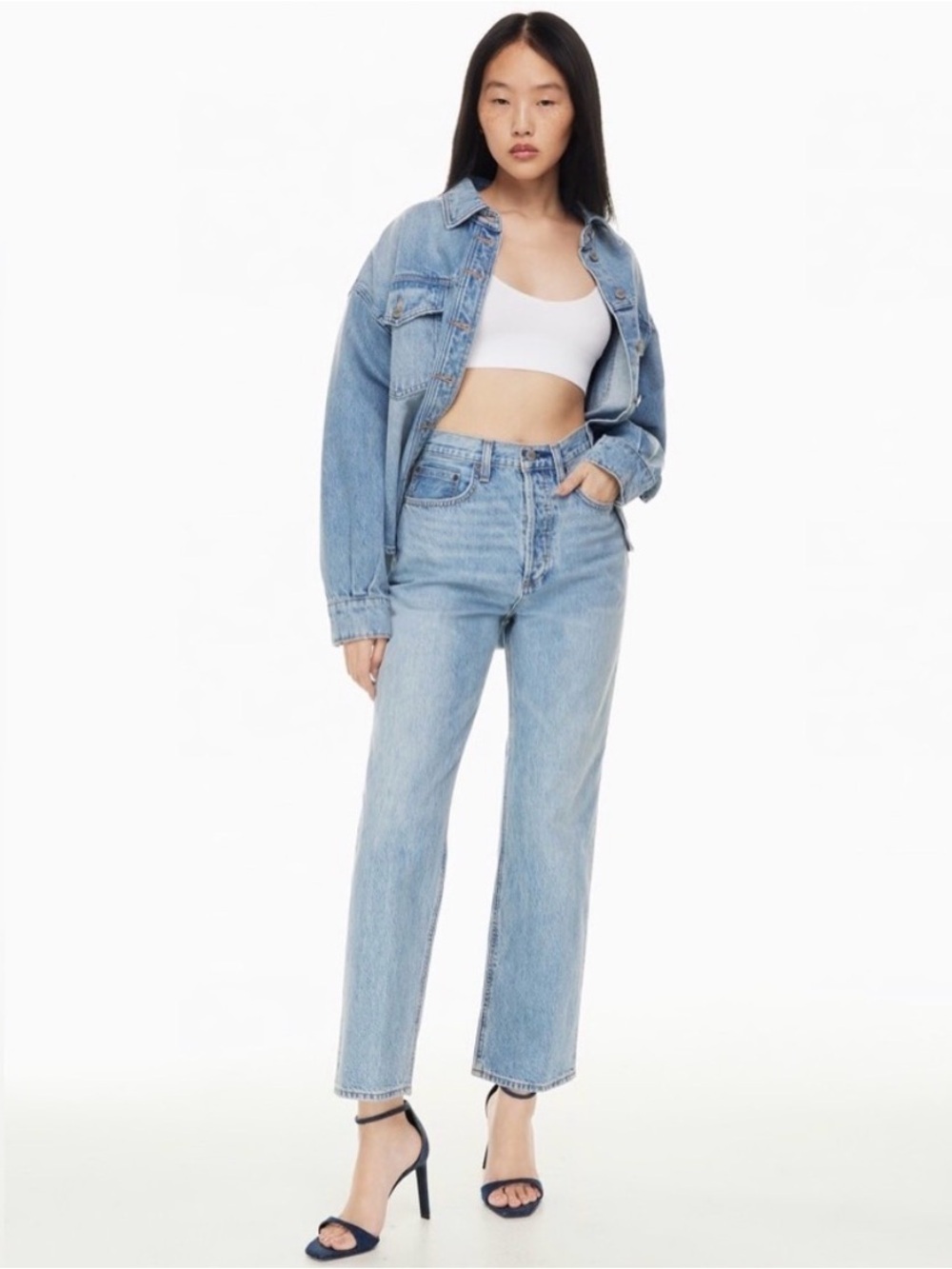 ARITZIA Denim Forum Joni high rise loose Light Blue Wide Leg Jeans 100% Cotton